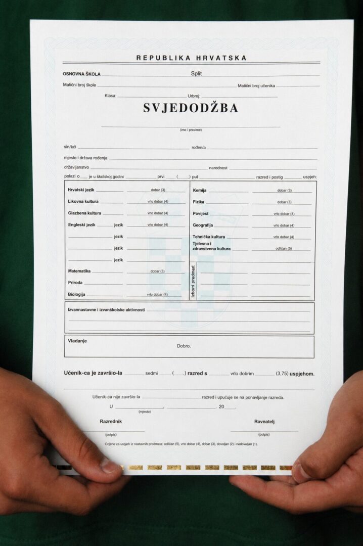 Obavijest – svjedodžbe